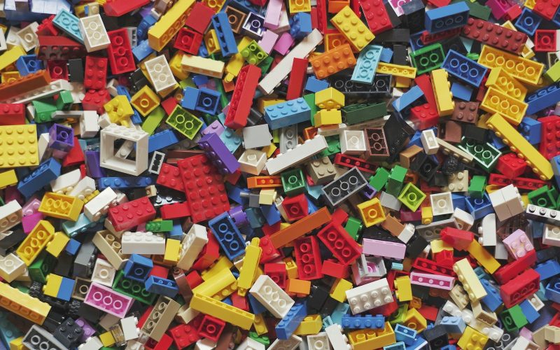 yellow red blue and green lego blocks