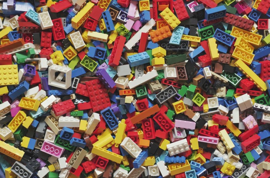 yellow red blue and green lego blocks