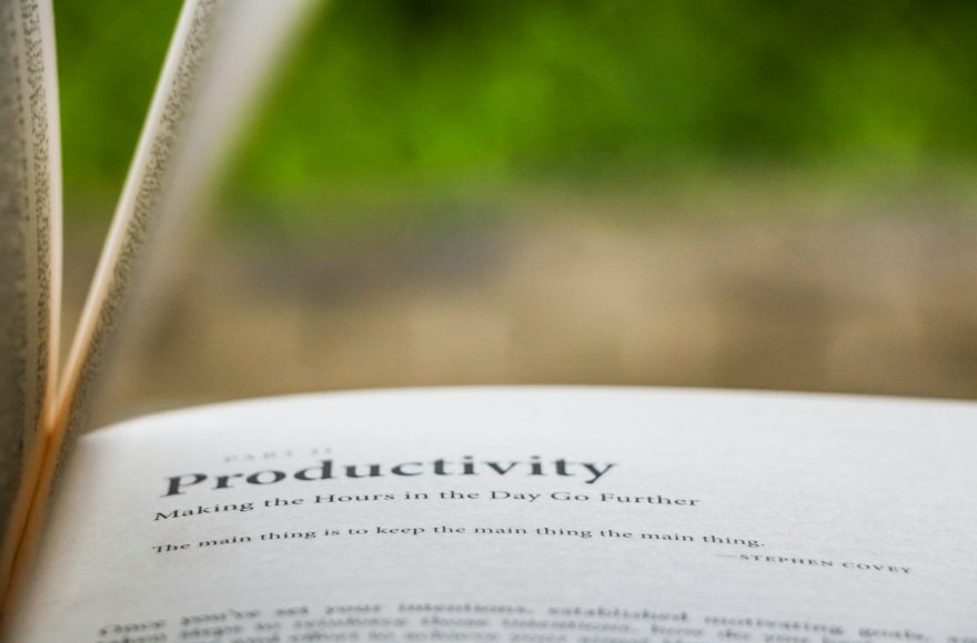 selective focus photography of Productivity printed book